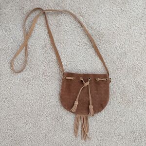 Aerie Tan Suede Crossbody Bag